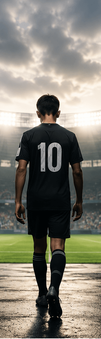 Young player walking to pitch